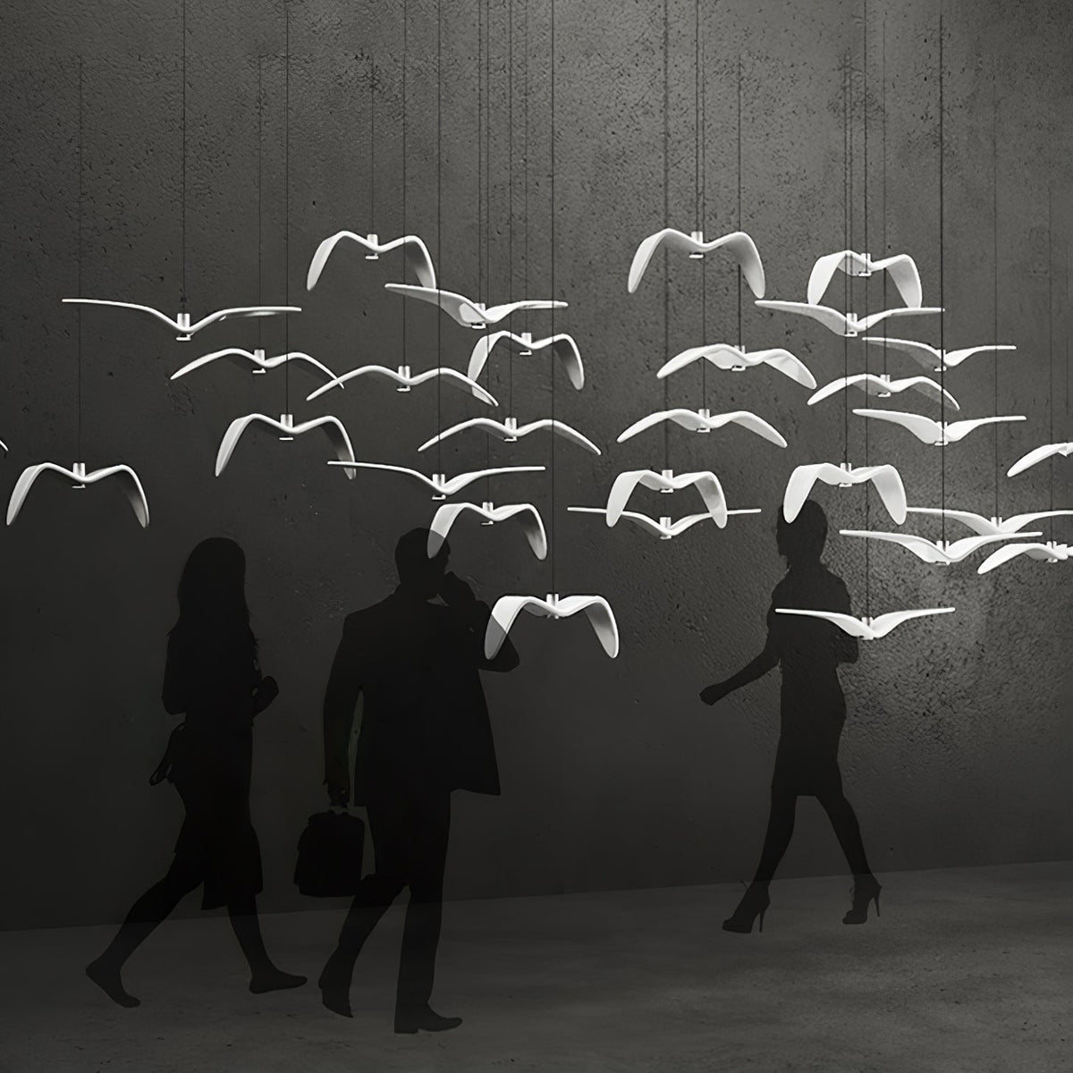 Suspension sculpturale en forme d'oiseau avec éclairage LED à hauteur réglable, filaire, pour îlots de cuisine, tables de salle à manger et espaces de vie, en blanc ou