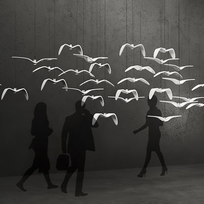 Suspension sculpturale en forme d'oiseau avec éclairage LED à hauteur réglable, filaire, pour îlots de cuisine, tables de salle à manger et espaces de vie, en blanc ou