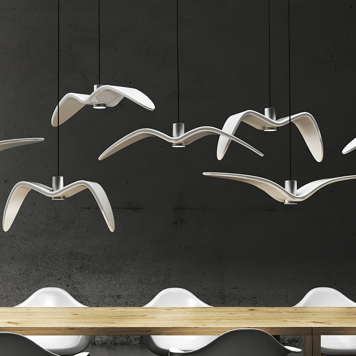 Suspension sculpturale en forme d'oiseau avec éclairage LED à hauteur réglable, filaire, pour îlots de cuisine, tables de salle à manger et espaces de vie, en blanc ou