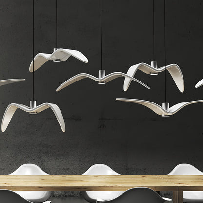 Suspension sculpturale en forme d'oiseau avec éclairage LED à hauteur réglable, filaire, pour îlots de cuisine, tables de salle à manger et espaces de vie, en blanc ou