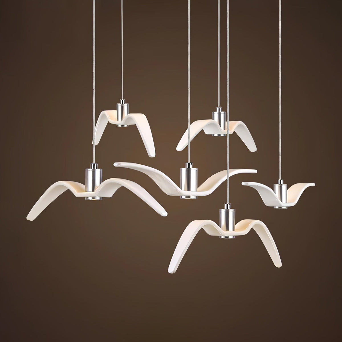 Suspension sculpturale en forme d'oiseau avec éclairage LED à hauteur réglable, filaire, pour îlots de cuisine, tables de salle à manger et espaces de vie, en blanc ou
