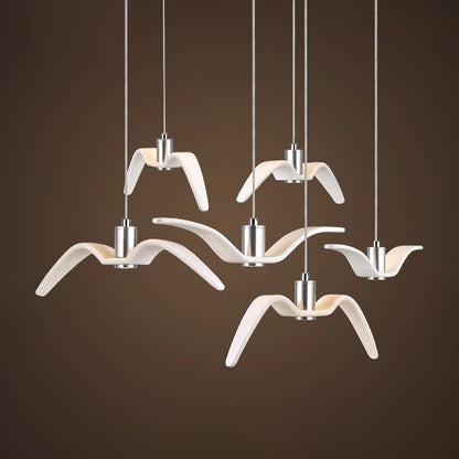 Suspension sculpturale en forme d'oiseau avec éclairage LED à hauteur réglable, filaire, pour îlots de cuisine, tables de salle à manger et espaces de vie, en blanc ou