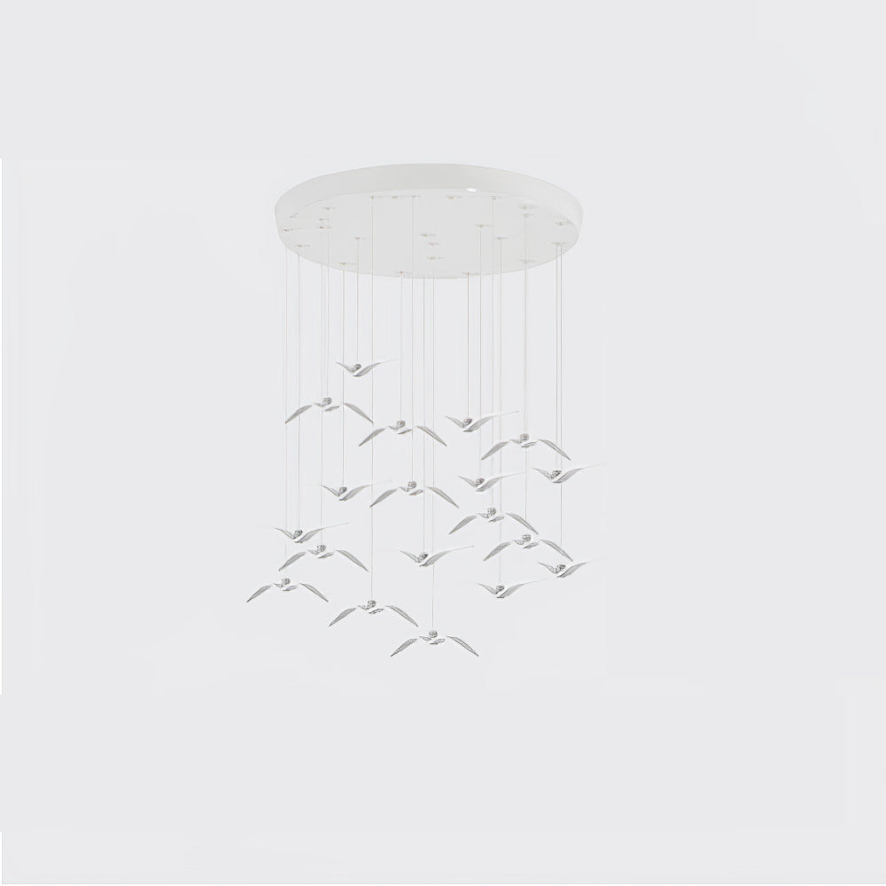 Suspension sculpturale en forme d'oiseau avec éclairage LED à hauteur réglable, filaire, pour îlots de cuisine, tables de salle à manger et espaces de vie, en blanc ou