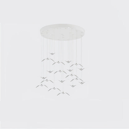 Suspension sculpturale en forme d'oiseau avec éclairage LED à hauteur réglable, filaire, pour îlots de cuisine, tables de salle à manger et espaces de vie, en blanc ou