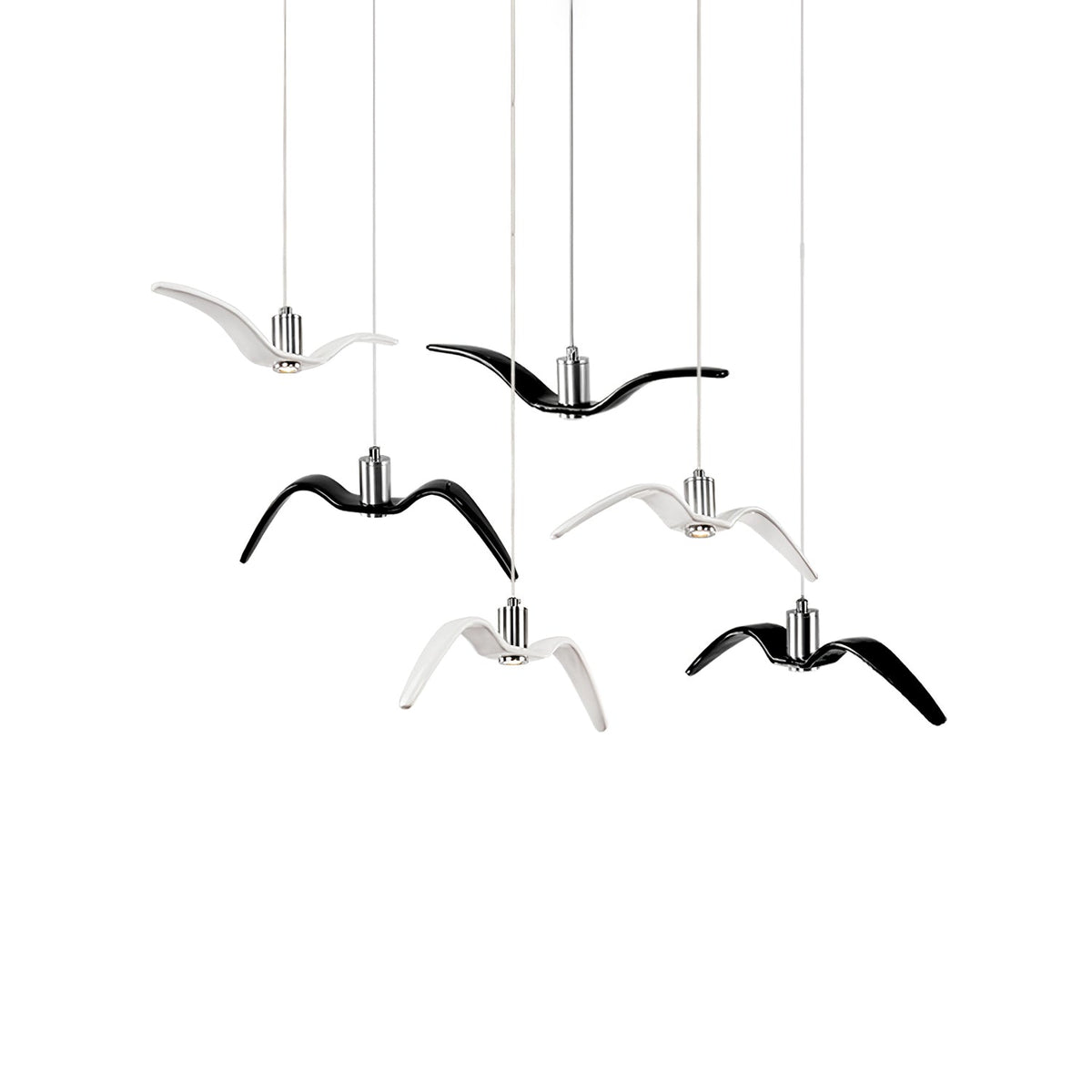 Suspension sculpturale en forme d'oiseau avec éclairage LED à hauteur réglable, filaire, pour îlots de cuisine, tables de salle à manger et espaces de vie, en blanc ou