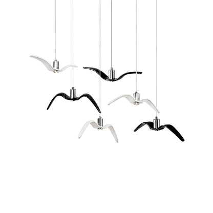 Suspension sculpturale en forme d'oiseau avec éclairage LED à hauteur réglable, filaire, pour îlots de cuisine, tables de salle à manger et espaces de vie, en blanc ou