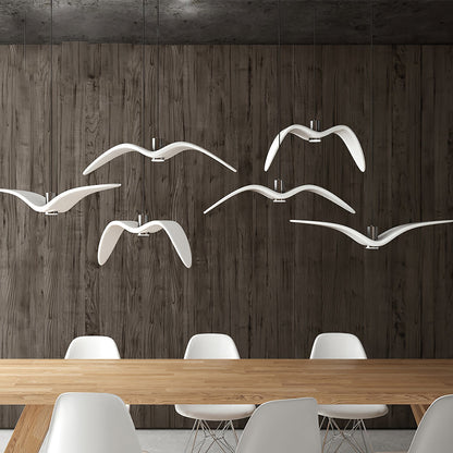 Suspension sculpturale en forme d'oiseau avec éclairage LED à hauteur réglable, filaire, pour îlots de cuisine, tables de salle à manger et espaces de vie, en blanc ou