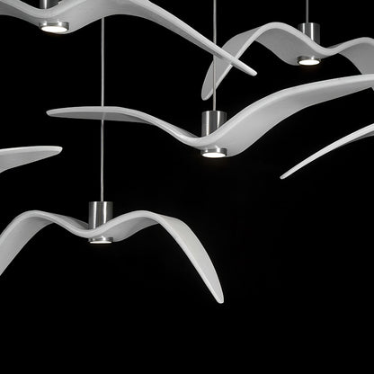Suspension sculpturale en forme d'oiseau avec éclairage LED à hauteur réglable, filaire, pour îlots de cuisine, tables de salle à manger et espaces de vie, en blanc ou