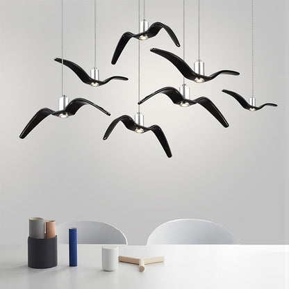 Suspension sculpturale en forme d'oiseau avec éclairage LED à hauteur réglable, filaire, pour îlots de cuisine, tables de salle à manger et espaces de vie, en blanc ou