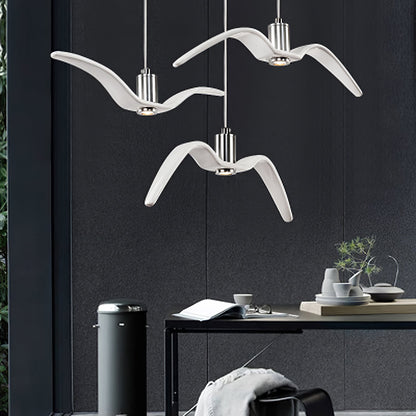 Suspension sculpturale en forme d'oiseau avec éclairage LED à hauteur réglable, filaire, pour îlots de cuisine, tables de salle à manger et espaces de vie, en blanc ou
