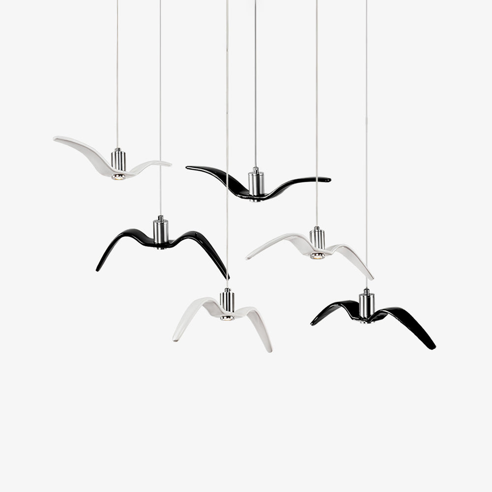 Suspension sculpturale en forme d'oiseau avec éclairage LED à hauteur réglable, filaire, pour îlots de cuisine, tables de salle à manger et espaces de vie, en blanc ou