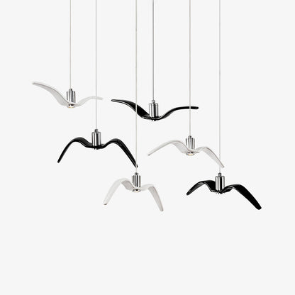 Suspension sculpturale en forme d'oiseau avec éclairage LED à hauteur réglable, filaire, pour îlots de cuisine, tables de salle à manger et espaces de vie, en blanc ou