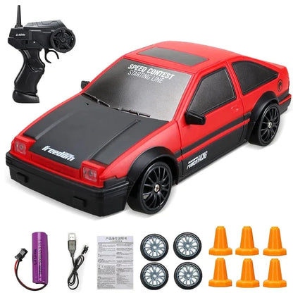 RC Mini Drift Car Remote Control Racing Toy with LED Lights & Rechargeable Battery for Kids & Adults