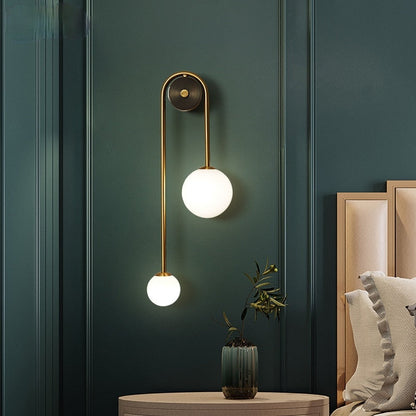Glass Shade Wall Sconce Light with Brass-Finish Metal Frame for Hallway, Bedroom, Living Room & Bathroom Lighting