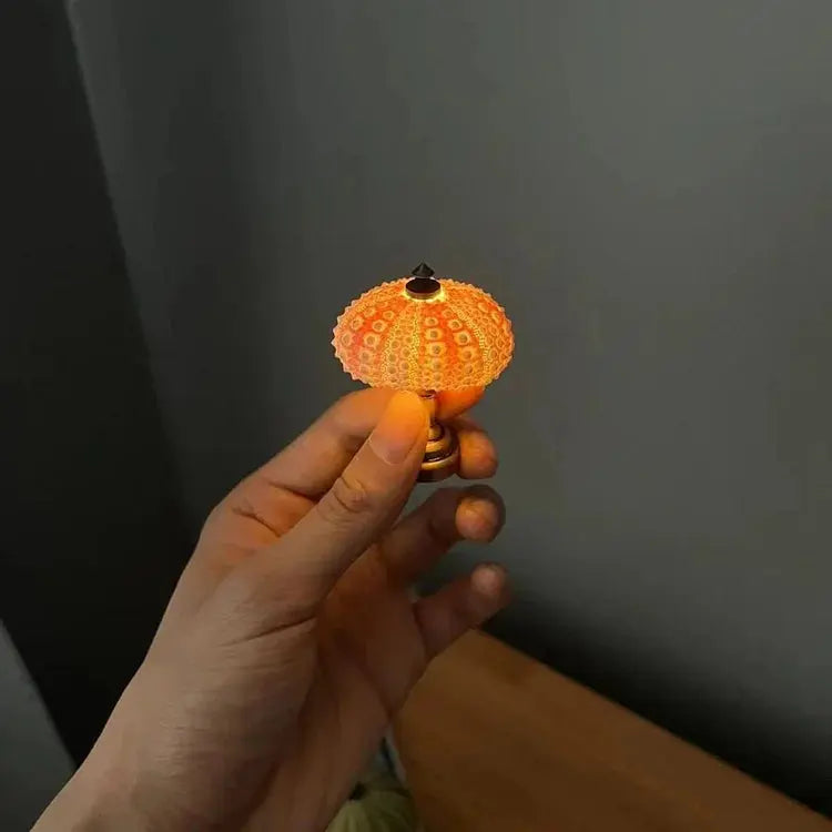 Sea Urchin Accent Night Light with Soft Ambient Glow for Bedroom Nightstand Living Room Coastal Decor Organic Shell Lamp