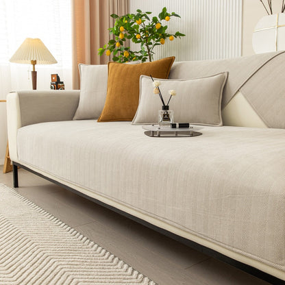 Chenille Couch Cover with Non-Slip Grip | Stays Put on Sofa, Loveseat, Sectional | Soft Throw for Living Room Furniture Protection