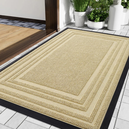 Rubber Entry Mat Slip-Resistant Low Profile for Front Door Back Door Patio Garage Hallway Mud Scraper Floor Protection