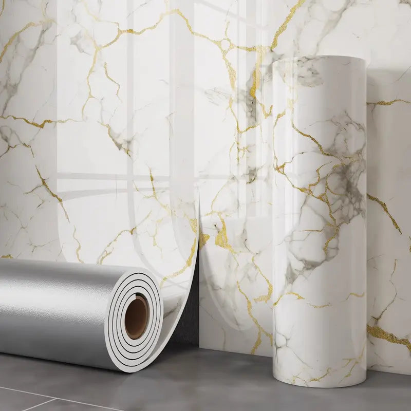 Self-Adhesive Vinyl Film Gray Marble Look Peel and Stick Wallpaper Contact Paper for Kitchen Counter Cabinet Furniture 15.7 in × 118 in
