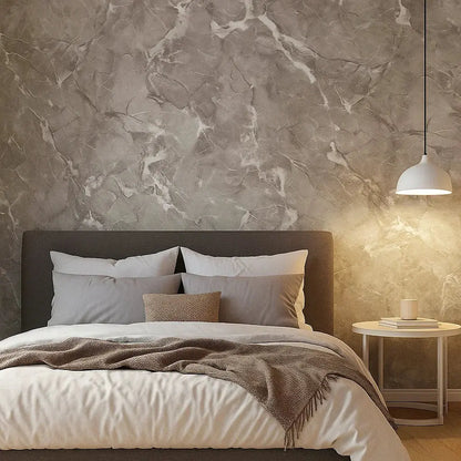 Self-Adhesive Vinyl Film Gray Marble Look Peel and Stick Wallpaper Contact Paper for Kitchen Counter Cabinet Furniture 15.7 in × 118 in