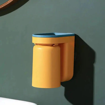 Organisateur de salle de bain adhésif en plastique ABS, 12,7 cm de haut, support pour gobelet et dentifrice avec système d'égouttage, lot de 2 pour un comptoir de salle de bain familial sans encombrement