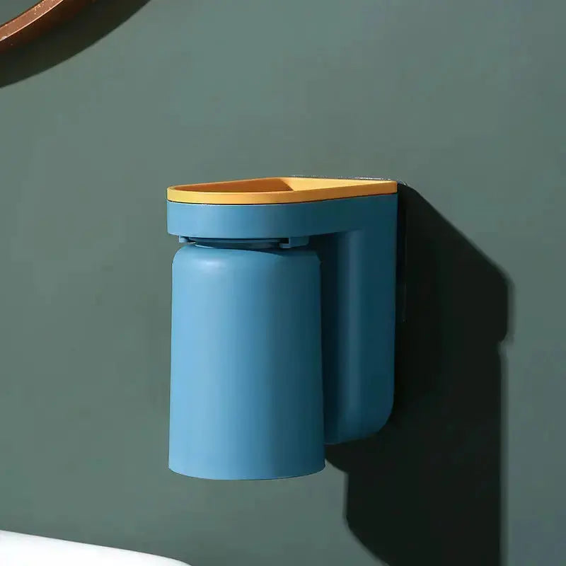 Organisateur de salle de bain adhésif en plastique ABS, 12,7 cm de haut, support pour gobelet et dentifrice avec système d'égouttage, lot de 2 pour un comptoir de salle de bain familial sans encombrement