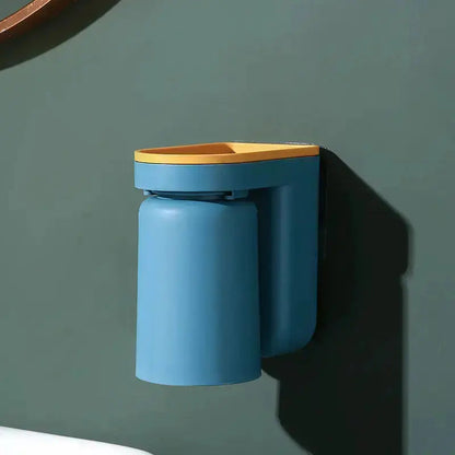 Organisateur de salle de bain adhésif en plastique ABS, 12,7 cm de haut, support pour gobelet et dentifrice avec système d'égouttage, lot de 2 pour un comptoir de salle de bain familial sans encombrement