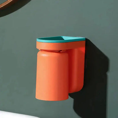 Organisateur de salle de bain adhésif en plastique ABS, 12,7 cm de haut, support pour gobelet et dentifrice avec système d'égouttage, lot de 2 pour un comptoir de salle de bain familial sans encombrement
