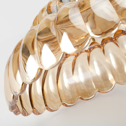Amber Glass Flush Mount Ceiling Light Vintage Semi-Flush Fixture for Kitchen Bedroom Living Room Dining Room E27 12 in Retro Dome Shade