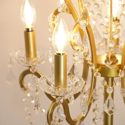 Crystal Accent Floor Lamp with Iron Frame | Vintage White & Gold Standing Light for Bedroom Living Room | Dimmable E14 Compact 21-Inch Heigh