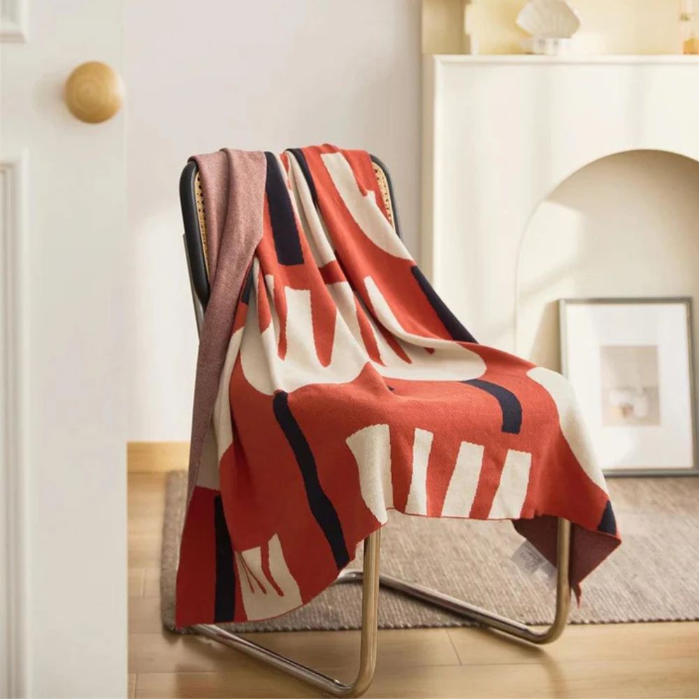 Serena Knitted Blanket - 100% Cotton, Lightweight Modern Floral Design