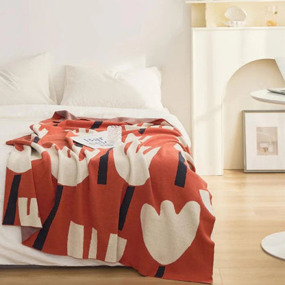 Serena Knitted Blanket - 100% Cotton, Lightweight Modern Floral Design