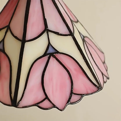 Art Glass Hanging Ceiling Fixture Floral Rose Blush Ivory 7.8 Inch Adjustable Drop Lighting for Kitchen Island Dining Table Breakfast Nook S