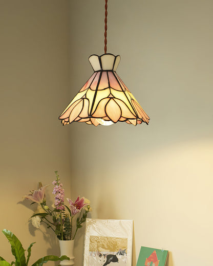 Art Glass Hanging Ceiling Fixture Floral Rose Blush Ivory 7.8 Inch Adjustable Drop Lighting for Kitchen Island Dining Table Breakfast Nook S