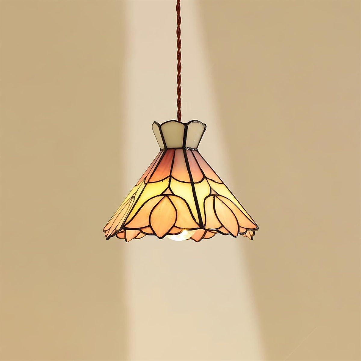 Art Glass Hanging Ceiling Fixture Floral Rose Blush Ivory 7.8 Inch Adjustable Drop Lighting for Kitchen Island Dining Table Breakfast Nook S
