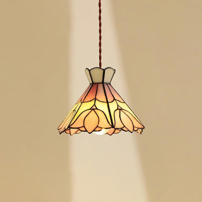 Art Glass Hanging Ceiling Fixture Floral Rose Blush Ivory 7.8 Inch Adjustable Drop Lighting for Kitchen Island Dining Table Breakfast Nook S