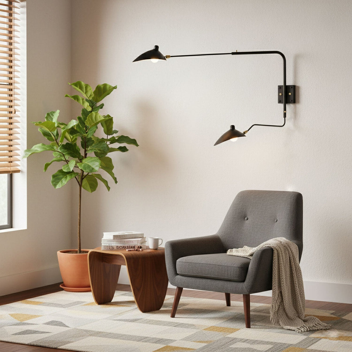 Articulating Wall Lamp with Extending Arm 47-55 Inches Aluminum LED Fixture for Bedroom Reading Nook Living Room Hallway Accent Lighting Ind