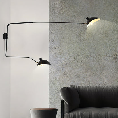 Articulated Arm Wall Sconce Black Mid-Century Modern Adjustable Swing Lamp for Living Room Bedroom Home Office Reading Light
