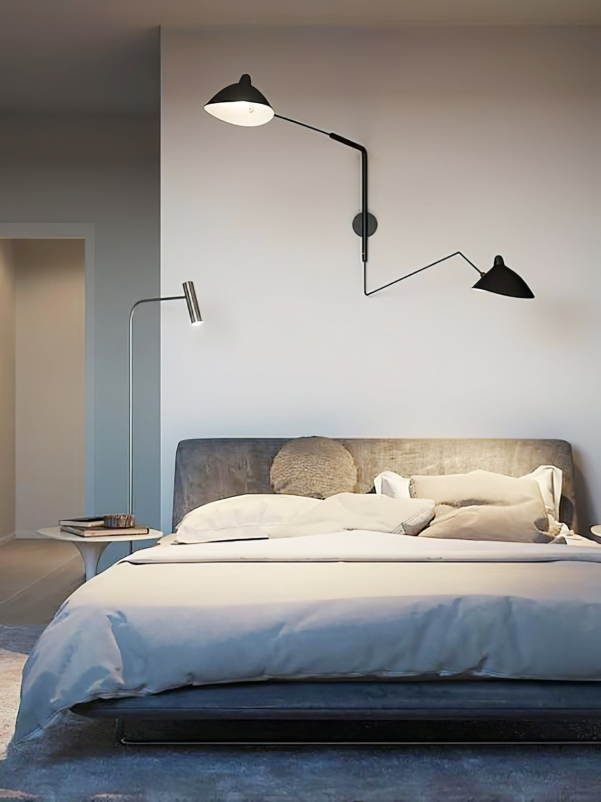 Articulated Arm Wall Sconce Black Mid-Century Modern Adjustable Swing Lamp for Living Room Bedroom Home Office Reading Light