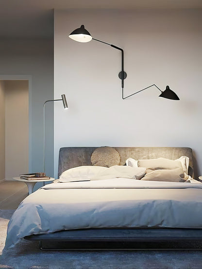 Articulated Arm Wall Sconce Black Mid-Century Modern Adjustable Swing Lamp for Living Room Bedroom Home Office Reading Light