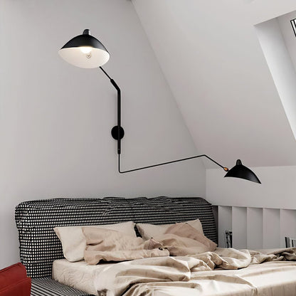 Articulated Arm Wall Sconce Black Mid-Century Modern Adjustable Swing Lamp for Living Room Bedroom Home Office Reading Light