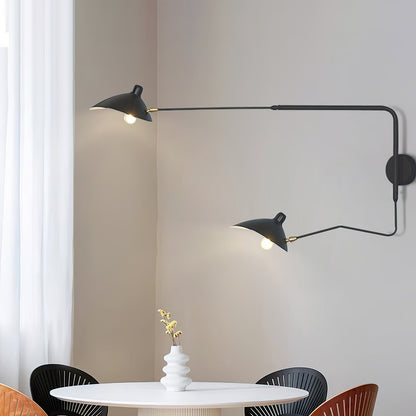 Articulated Arm Wall Sconce Black Mid-Century Modern Adjustable Swing Lamp for Living Room Bedroom Home Office Reading Light