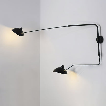 Articulated Arm Wall Sconce Black Mid-Century Modern Adjustable Swing Lamp for Living Room Bedroom Home Office Reading Light