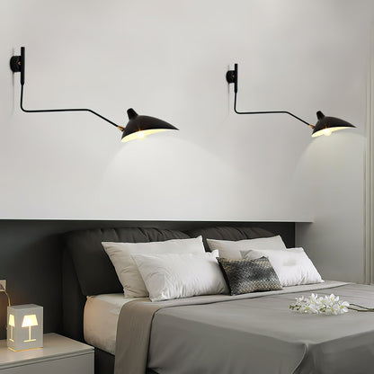 Articulated Arm Wall Sconce Black Mid-Century Modern Adjustable Swing Lamp for Living Room Bedroom Home Office Reading Light