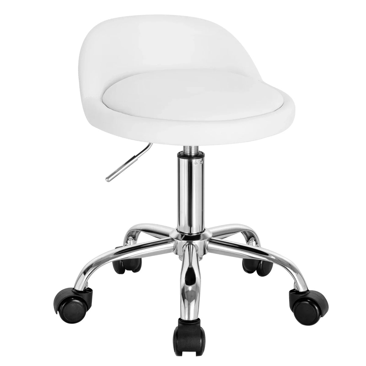Chaise de bureau rembourrée à roulettes, hauteur réglable de 21 à 26 pouces, siège pivotant compact pour coiffeuse, salon, espace de travail, studio et bureau à domicile