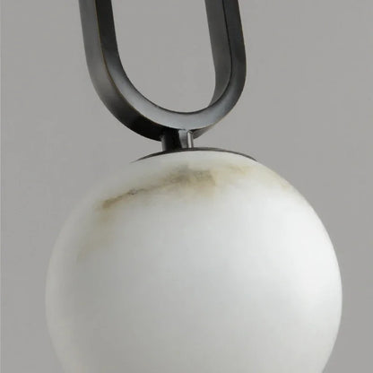 Stone Hanging Light Fixture Natural Marble Pendant with Copper Detail Black Gold for Kitchen Island Dining Room Bedroom Hotel Lobby Modern M