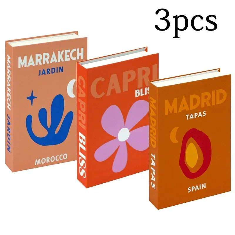 Hollow Cardboard Book Stack 3-Piece Display Set for Shelf Styling Coffee Table Accent Modern Home Interior Staging Props