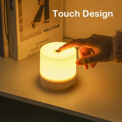 Dimmable LED Cube Lamp 3.3 Inch White Touch Control Bedside Light USB Powered for Nightstand Reading Desk Small Space Ambient Lighting