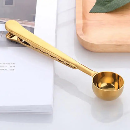 Stainless Steel Bag Sealer Scoop 7 Inch Dual Purpose Clip for Coffee Tea Storage Kitchen Pantry Organization Tool Silver Gold Black Rose Gol