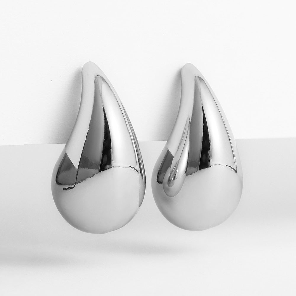 Women's Bold Teardrop Hoop Earrings in Stainless Steel – Lightweight Statement Jewelry for Everyday & Special Occasions
