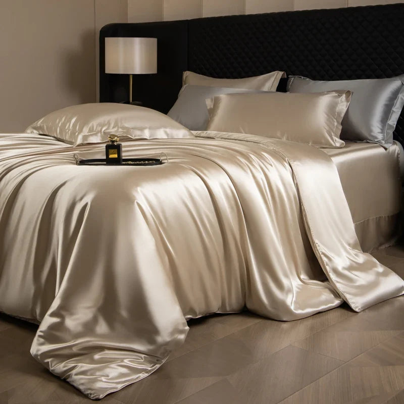 Bed Sheets Set with Duvet Cover and Pillowcases, Silky Sheets Bedding Set, Soft Breathable Fitted Sheet or Flat Sheet